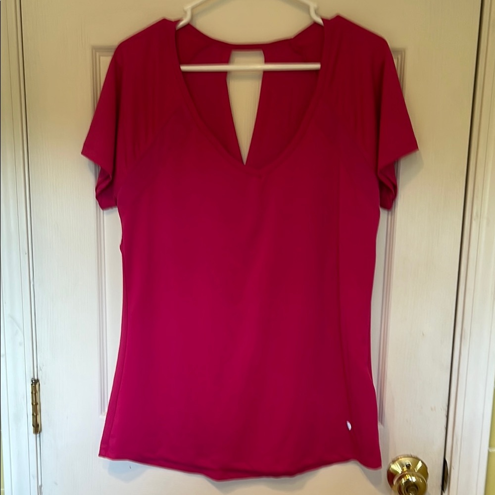 Women's Pink V-Neck Top Workout Top